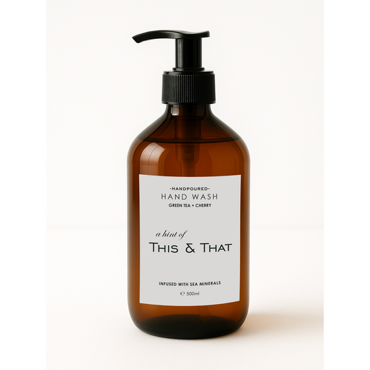 Hand-Poured Artisanal Green Tea + Cherry Hand Wash Infused with Dead Sea Minerals 500ML