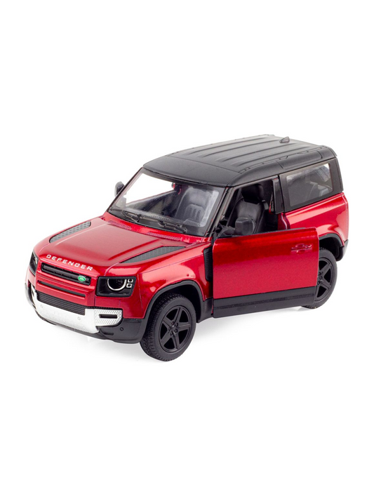Diecast scale model of a Land Rover Defender 90 Red