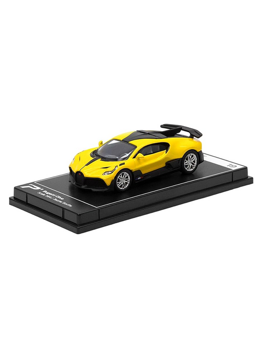 A diecast scale model on a showcase tray