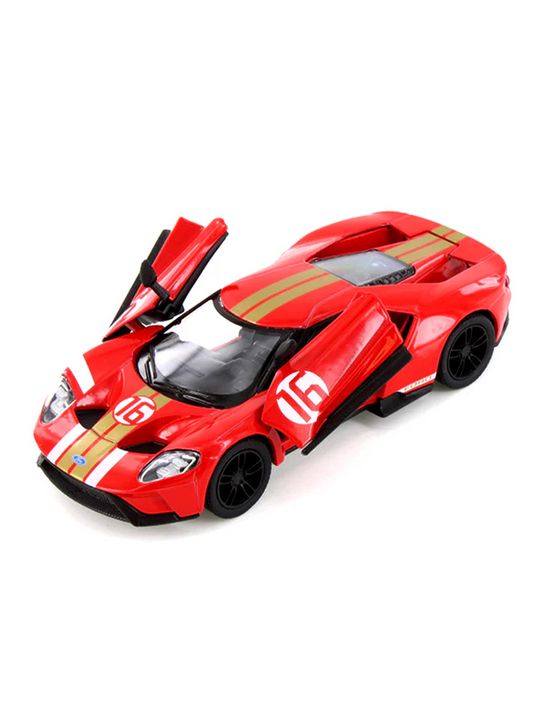 Diecast scale model of a Ford GT Heritage Edition Red