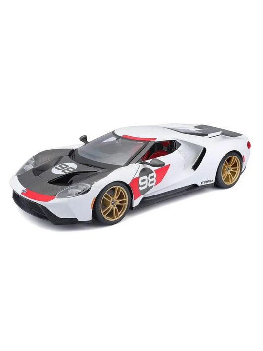 Diecast scale model of a Ford GT Heritage Edition White