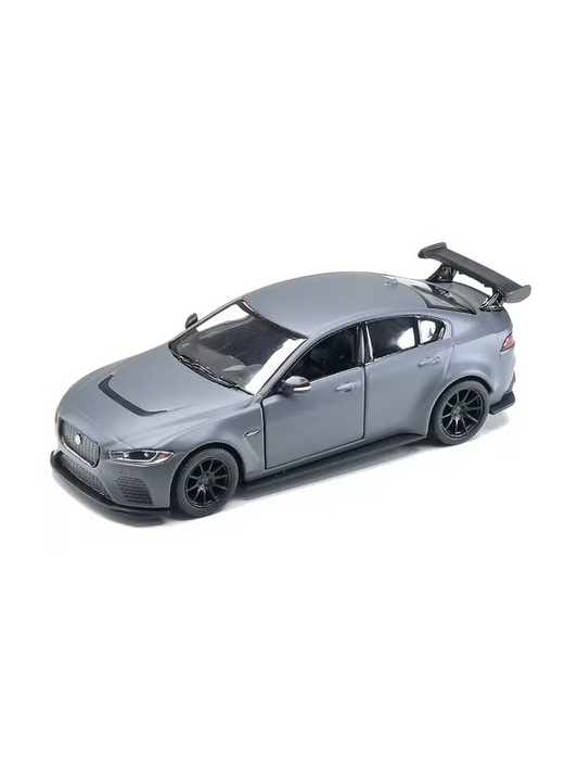 Diecast scale model of a Jaguar XE SV Project 8 Matte Grey