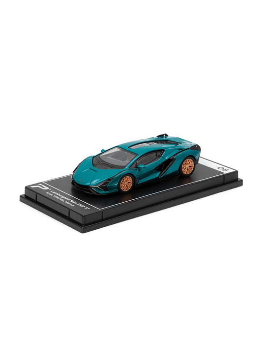 A diecast scale model on a showcase tray