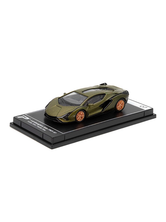 A diecast scale model on a showcase tray